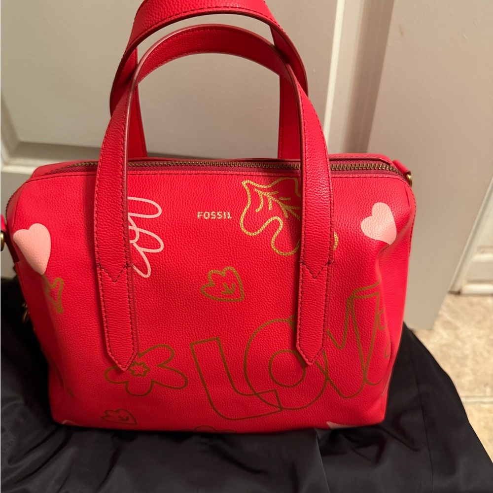 ❤️❤️❤️✨✨Fossil Sydney Satchel  Handbag with Hearts Love 💕